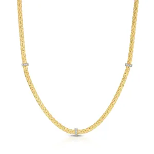 14K Gold & Diamond Woven Chain Thin Necklace