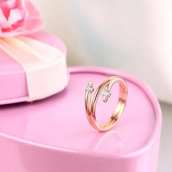 14K Rose Gold Stylish Ring 0.2Ct Natural Diamond