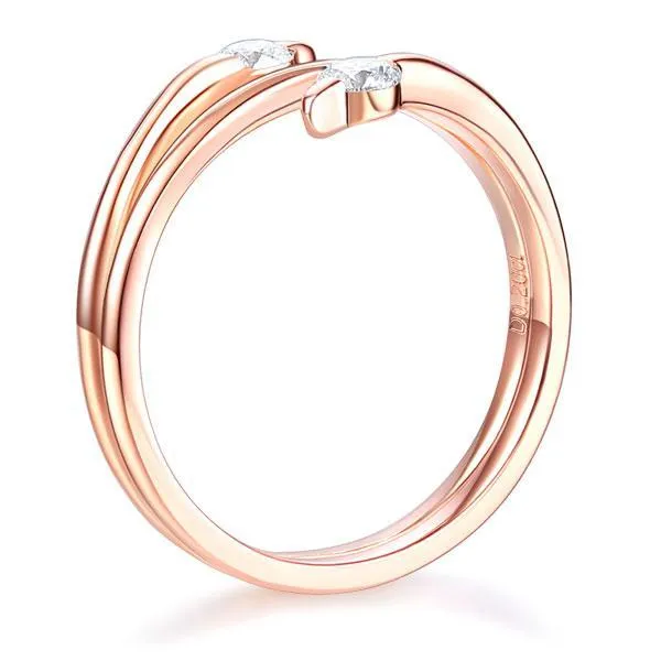 14K Rose Gold Stylish Ring 0.2Ct Natural Diamond