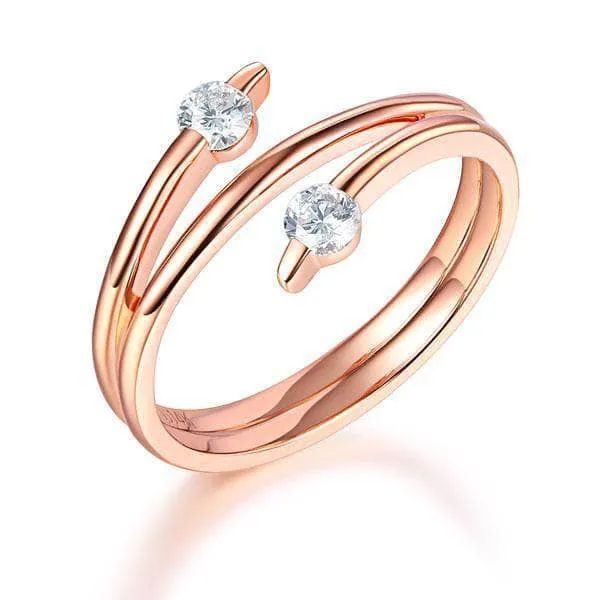 14K Rose Gold Stylish Ring 0.2Ct Natural Diamond