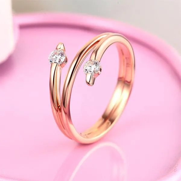 14K Rose Gold Stylish Ring 0.2Ct Natural Diamond