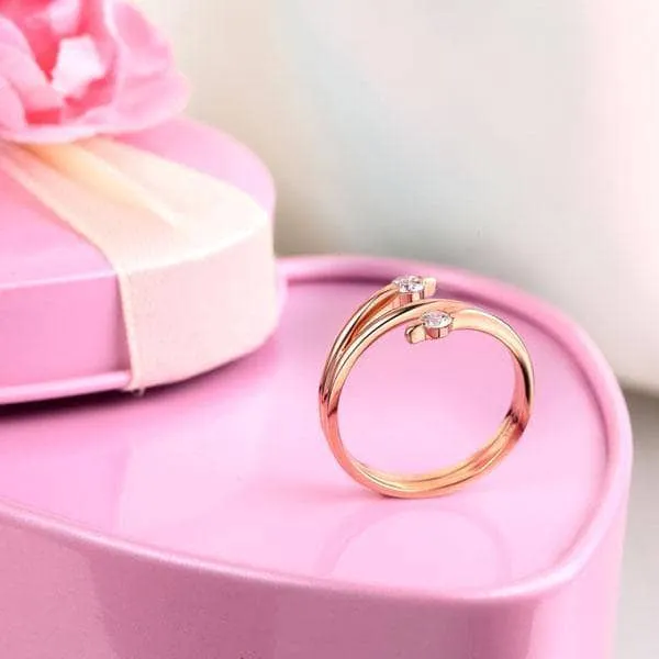 14K Rose Gold Stylish Ring 0.2Ct Natural Diamond