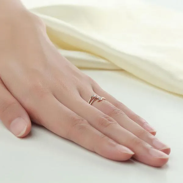 14K Rose Gold Stylish Ring 0.2Ct Natural Diamond