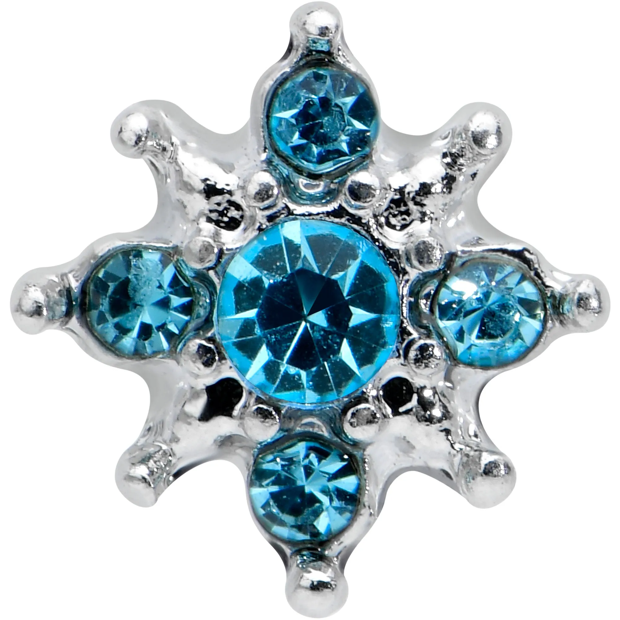 16 Gauge 1/4 Blue Gem Stylish Snowflake Cartilage Tragus Earring
