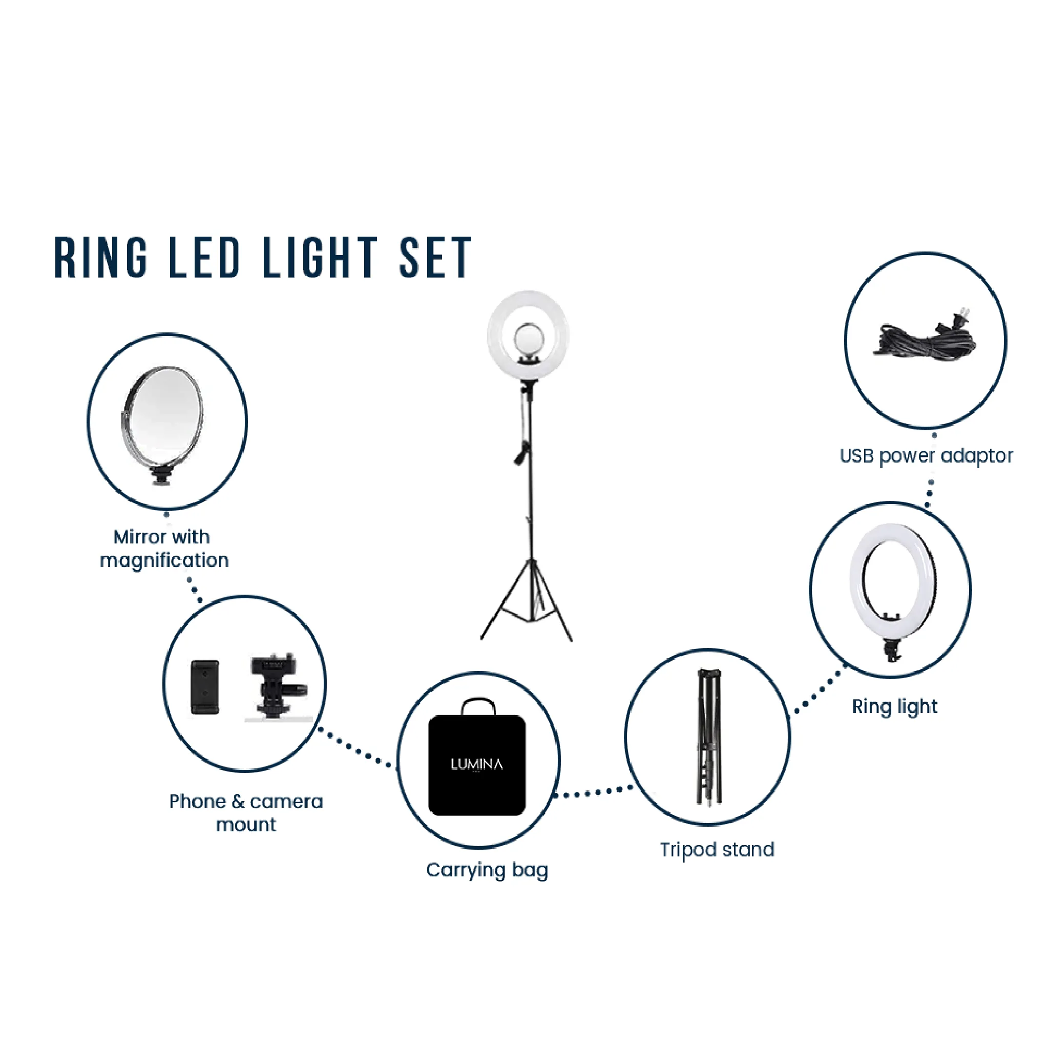 18" Professional Ring Light with Phone & Camera Holder