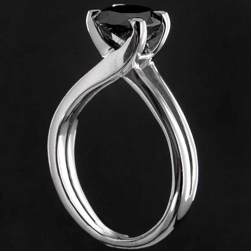 2 Ct Certified Amazing Black Diamond Solitaire Ring, Stylish Design & Ideal Gift for Wife