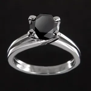 2 Ct Certified Amazing Black Diamond Solitaire Ring, Stylish Design & Ideal Gift for Wife