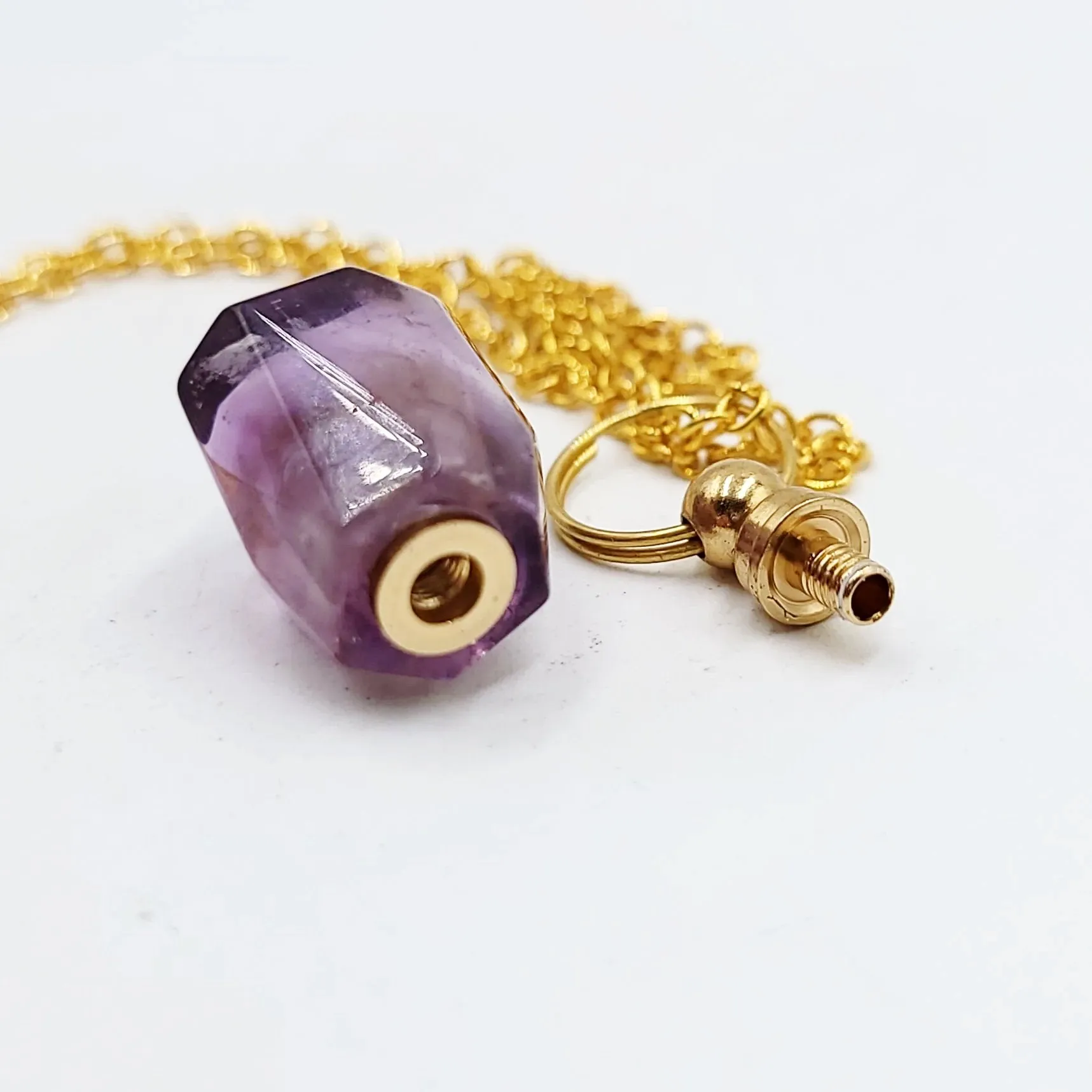 Amethyst Bottle Pendant Sacred Geometry Holder Perfume Oils Incense Ashes