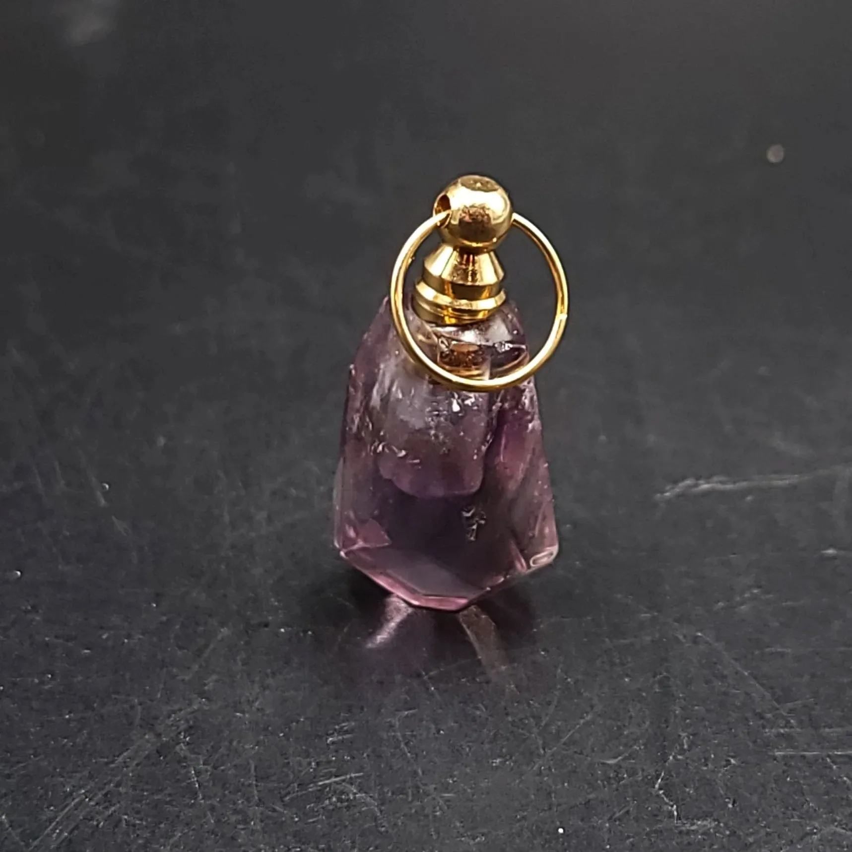 Amethyst Bottle Pendant Sacred Geometry Holder Perfume Oils Incense Ashes