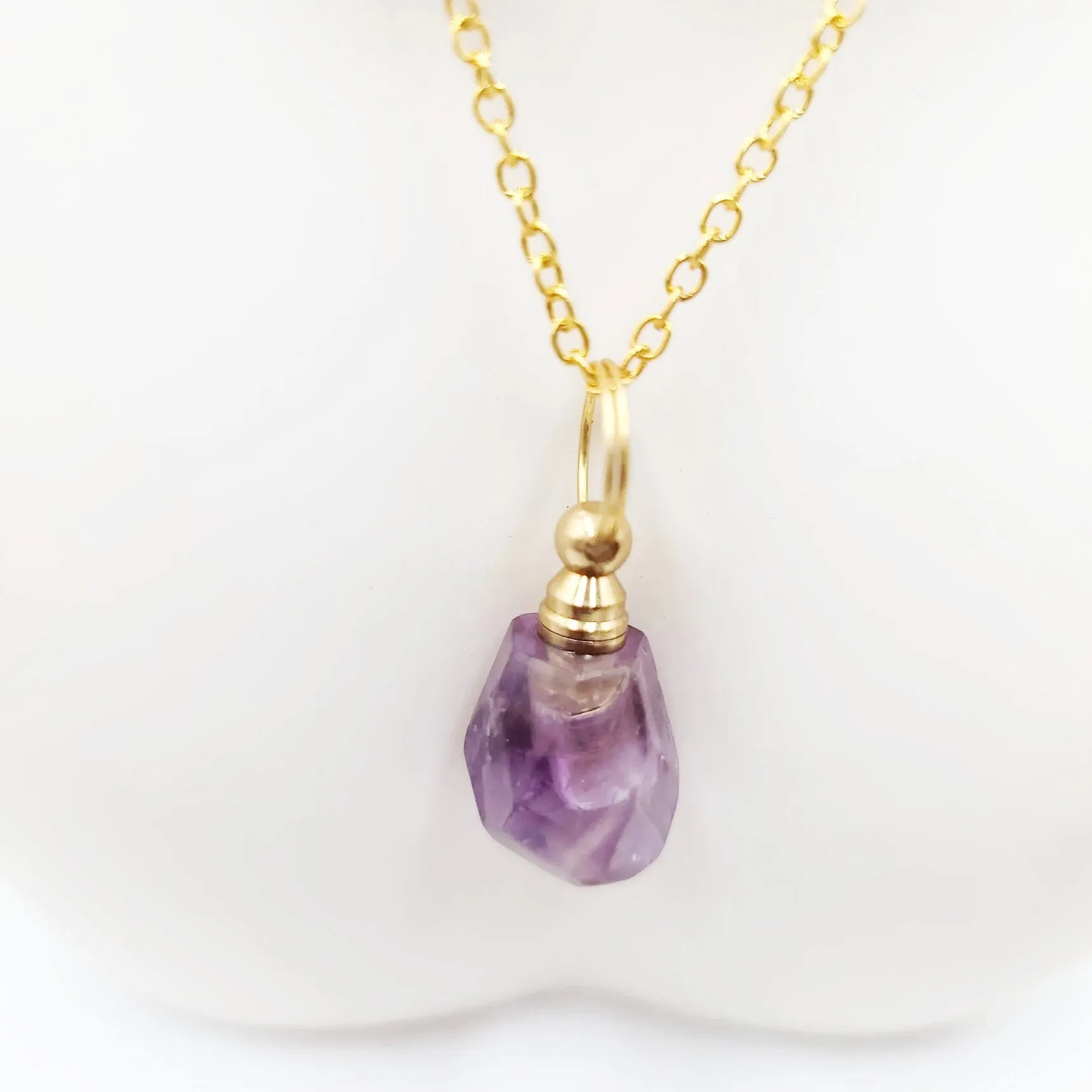 Amethyst Bottle Pendant Sacred Geometry Holder Perfume Oils Incense Ashes