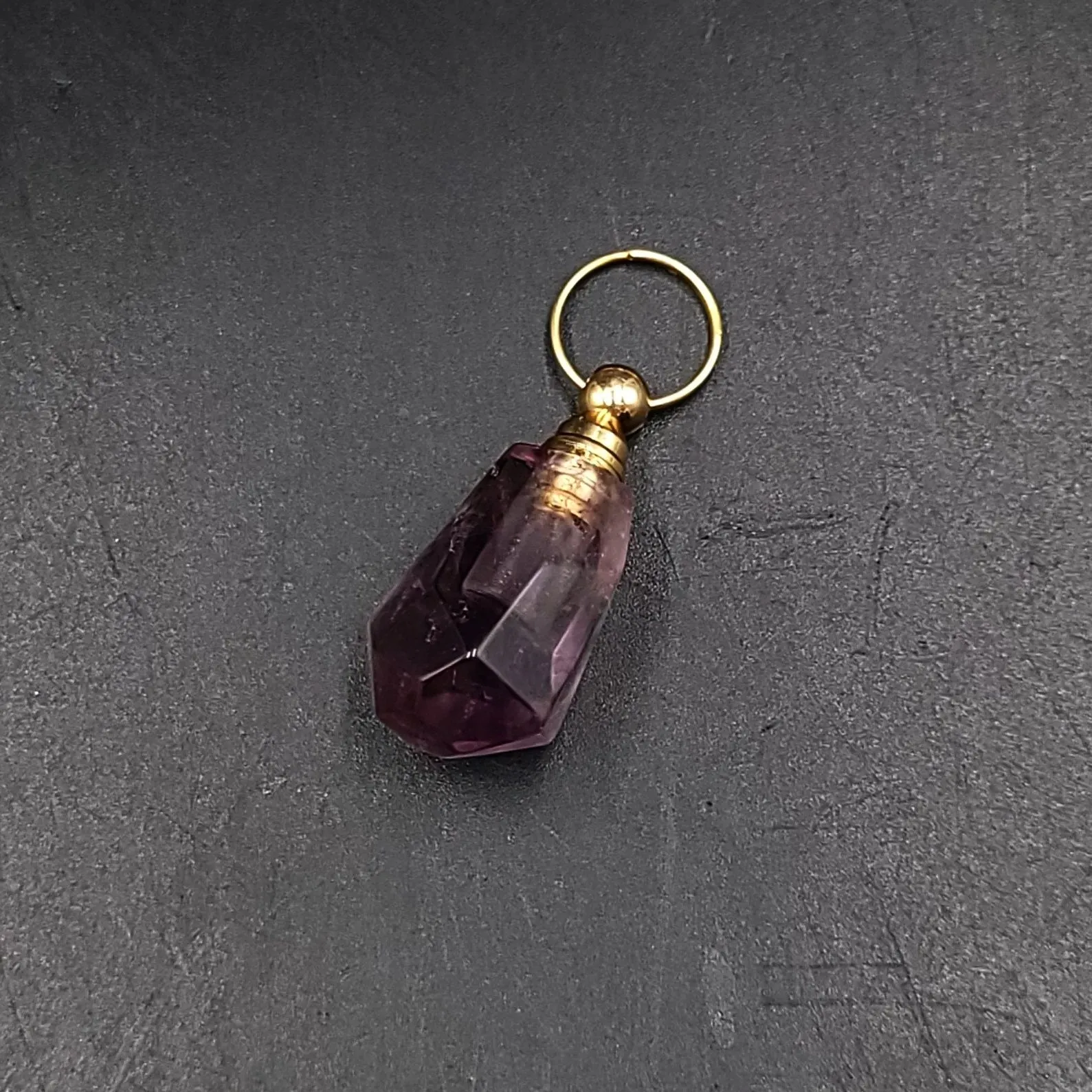 Amethyst Bottle Pendant Sacred Geometry Holder Perfume Oils Incense Ashes