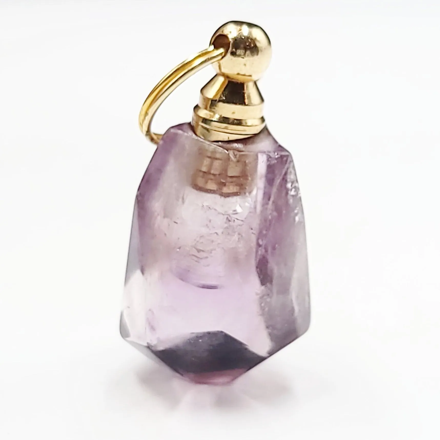 Amethyst Bottle Pendant Sacred Geometry Holder Perfume Oils Incense Ashes