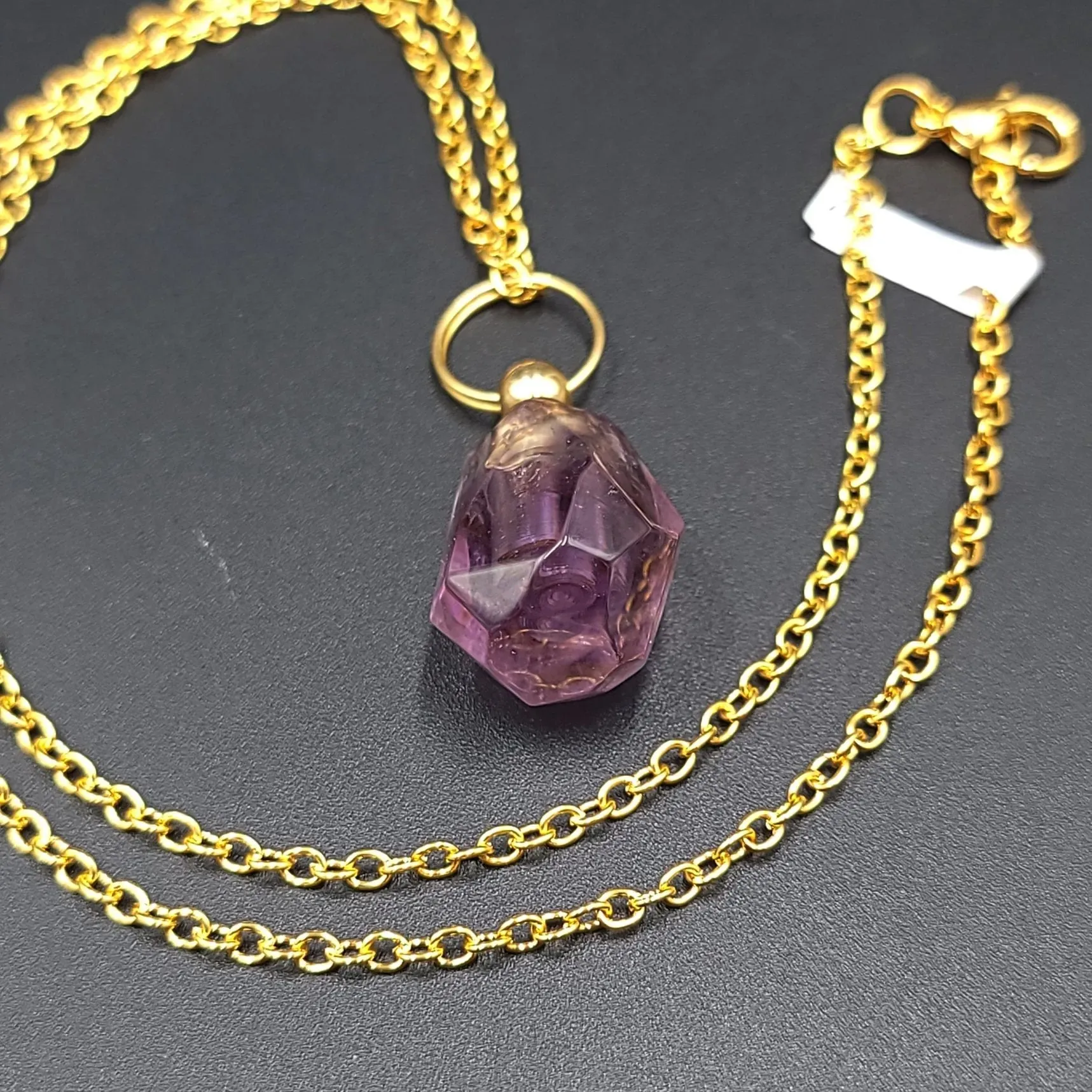 Amethyst Bottle Pendant Sacred Geometry Holder Perfume Oils Incense Ashes