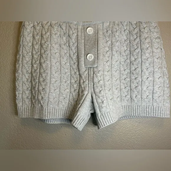 Anthropologie Papinelle Cozy Cable Cotton Cashmere Wool Shorts Premium Luxury