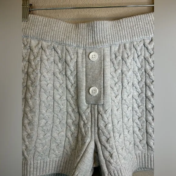 Anthropologie Papinelle Cozy Cable Cotton Cashmere Wool Shorts Premium Luxury