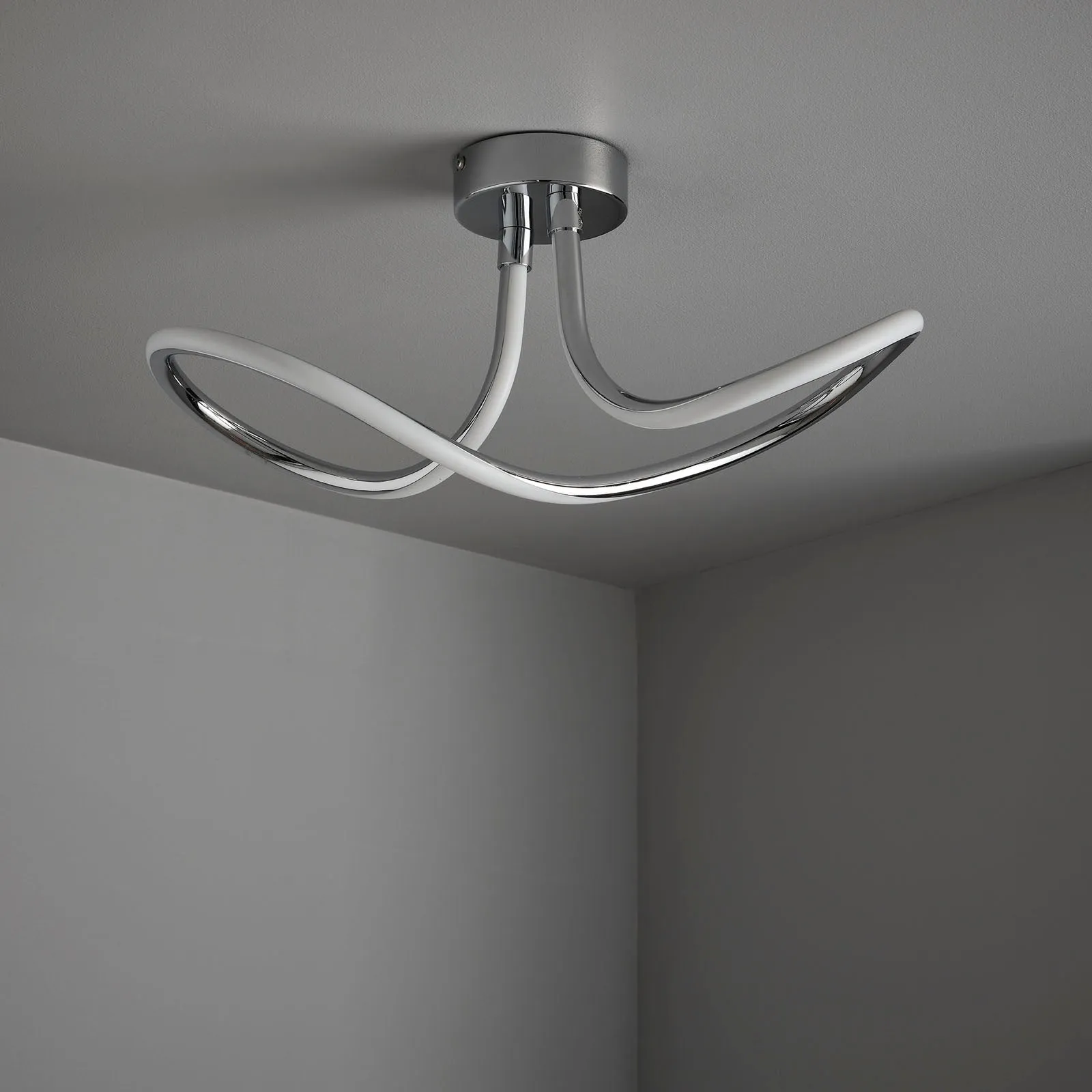 Ashby LED Curved Ceiling Lamp, Chrome