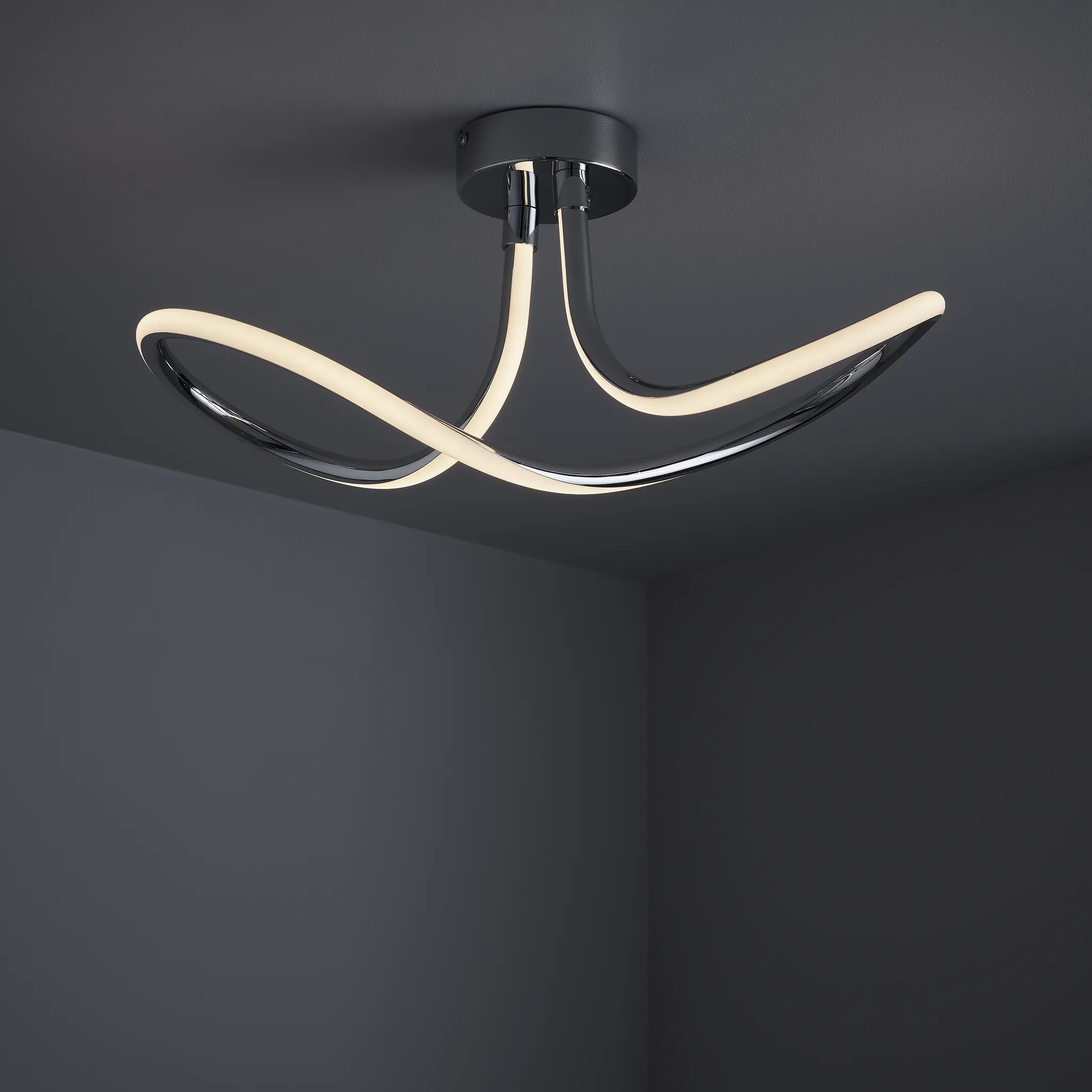 Ashby LED Curved Ceiling Lamp, Chrome