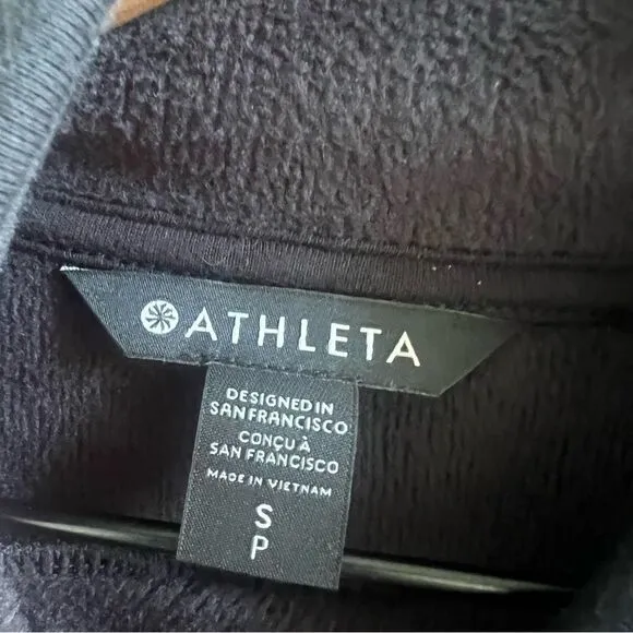 ATHLETA Women’s Cozy Karma Mock Neck Dress in Black Size Small Fleece Sweatshirt
