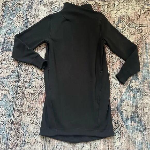 ATHLETA Women’s Cozy Karma Mock Neck Dress in Black Size Small Fleece Sweatshirt