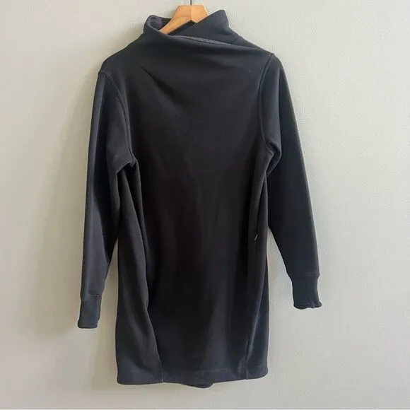 ATHLETA Women’s Cozy Karma Mock Neck Dress in Black Size Small Fleece Sweatshirt