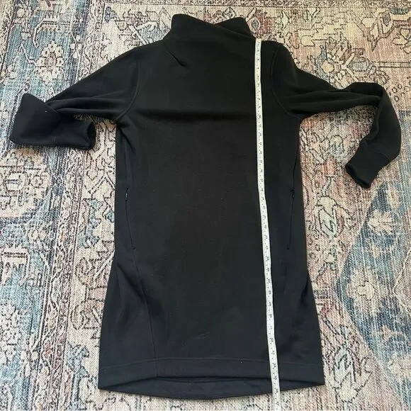 ATHLETA Women’s Cozy Karma Mock Neck Dress in Black Size Small Fleece Sweatshirt