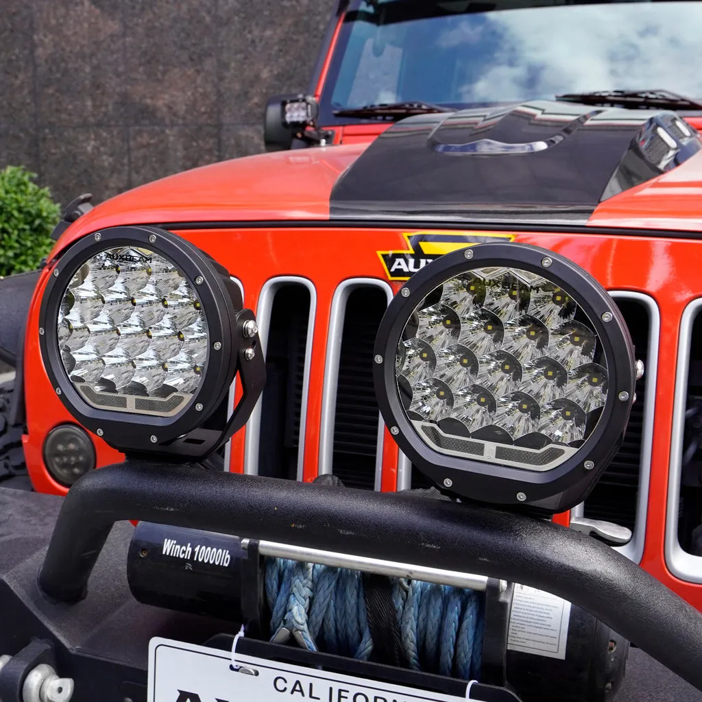 Auxbeam - 7 Inch 178W Round off road light Spot Beam LED Driving Lights With Dual Control Switch