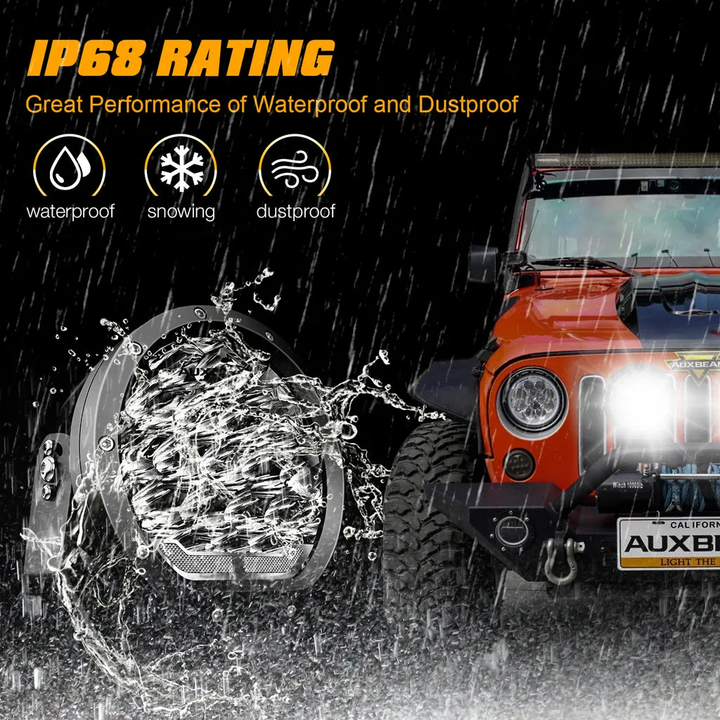 Auxbeam - 7 Inch 178W Round off road light Spot Beam LED Driving Lights With Dual Control Switch