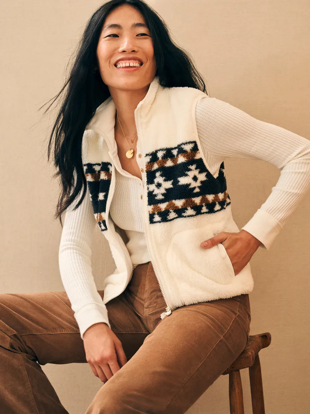 B. Yellowtail High Pile Fleece Vest Faherty
