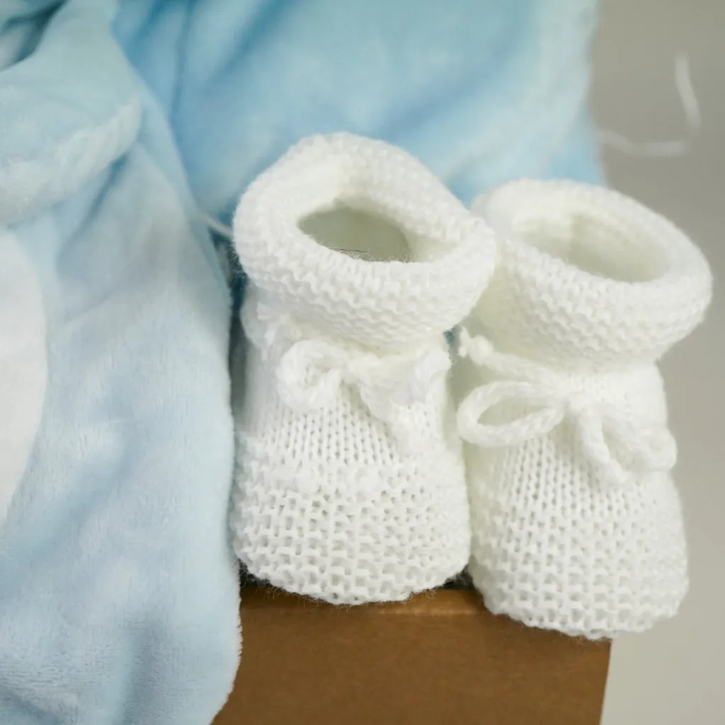 Baby Boy Gift Box Hamper, Blue Bunny Comforter & Teether, Blue  Bunny Soft Eco Friendly Toy, Baby Booties