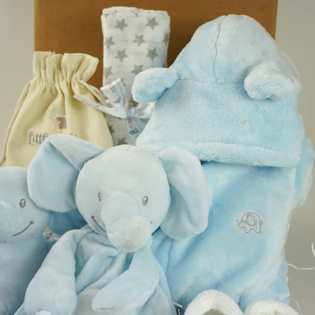 Baby Boy Gift Box Hamper, Blue Bunny Comforter & Teether, Blue  Bunny Soft Eco Friendly Toy, Baby Booties