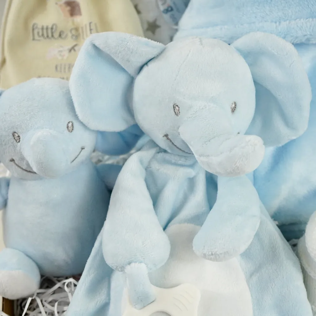 Baby Boy Gift Box Hamper, Blue Bunny Comforter & Teether, Blue  Bunny Soft Eco Friendly Toy, Baby Booties