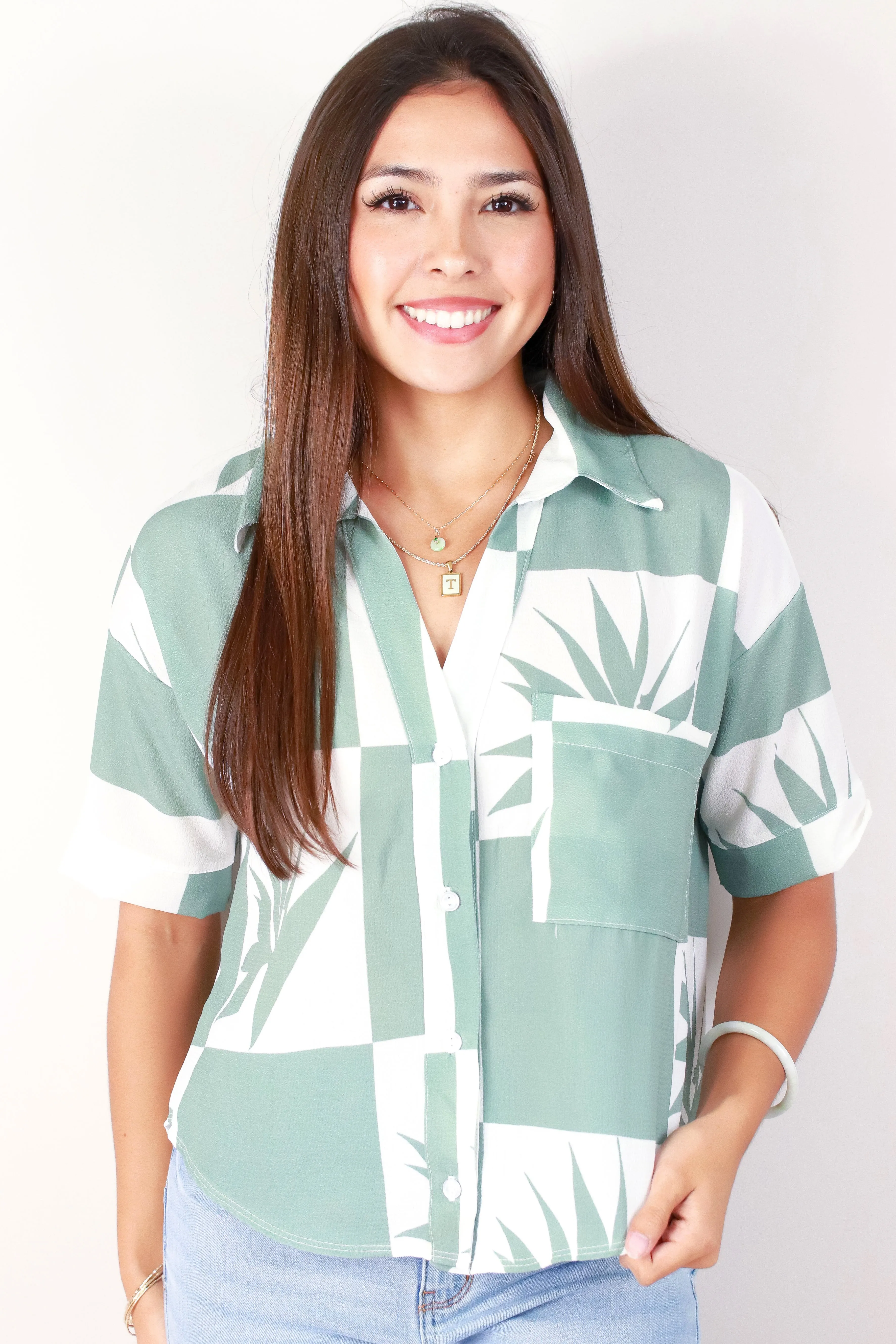 BIRD OF PARADISE BUTTON DOWN TOP