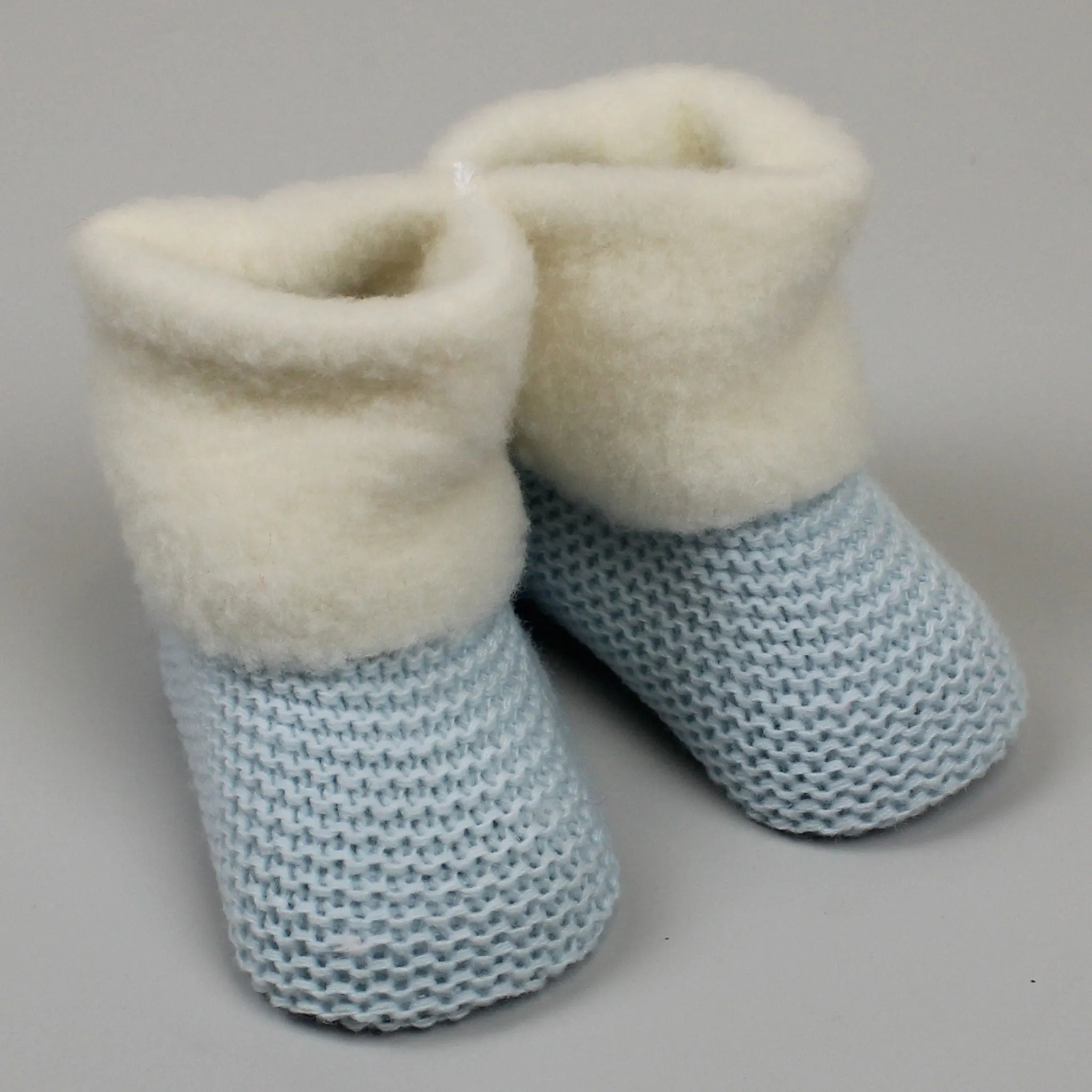 Blue Baby Booties with Fleece rollover top
