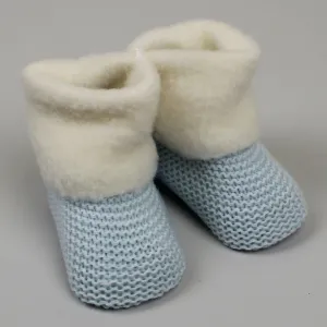 Blue Baby Booties with Fleece rollover top