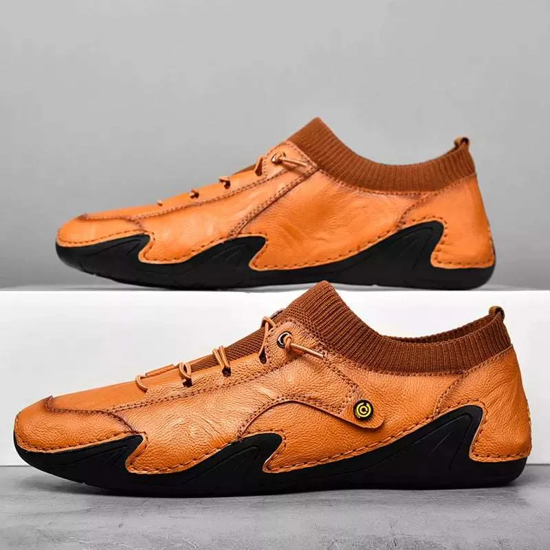 Breathable lightweight handmade shoes Large size octopus casual mens leather loafers shoes