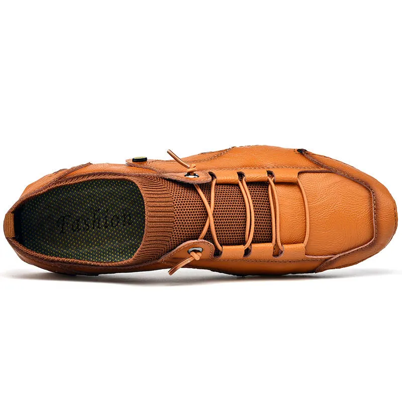 Breathable lightweight handmade shoes Large size octopus casual mens leather loafers shoes