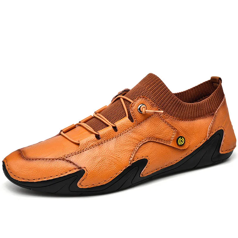 Breathable lightweight handmade shoes Large size octopus casual mens leather loafers shoes