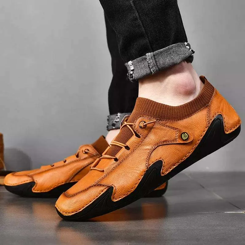 Breathable lightweight handmade shoes Large size octopus casual mens leather loafers shoes