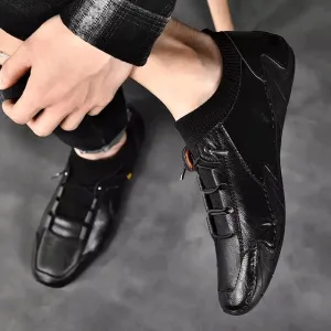 Breathable lightweight handmade shoes Large size octopus casual mens leather loafers shoes