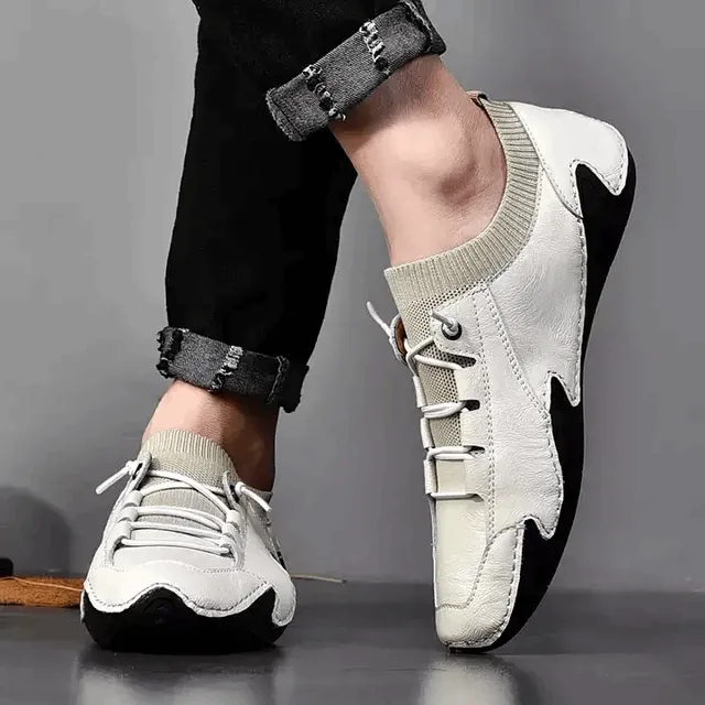 Breathable lightweight handmade shoes Large size octopus casual mens leather loafers shoes