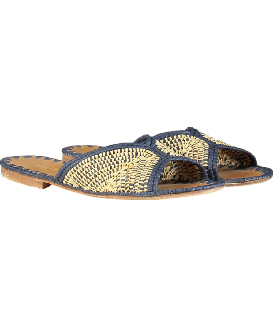 Carrie Forbes Blue Salon Woven Slide Sandals UK 8 EU 41 👠
