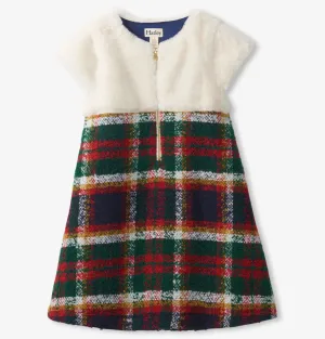Celebration Plaid Faux Fur Dress
