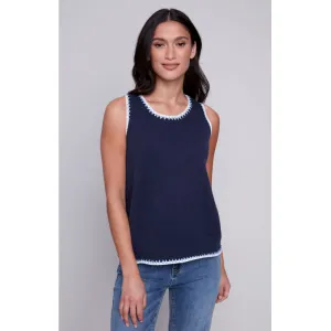 Charlie B Sleeveless Knit Top with Crochet Edge