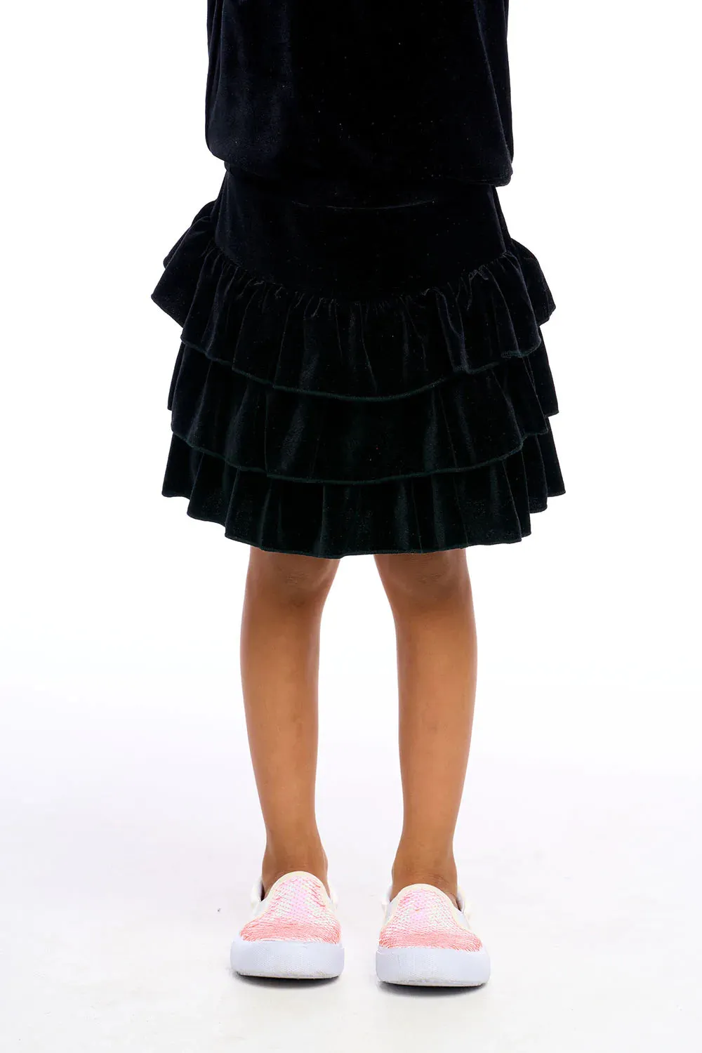 Chaser Stretch Velvet Flouncy Skort