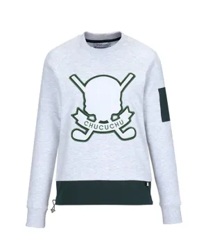 CHUCUCHU Cozy lined Skull Round Top - White Melange