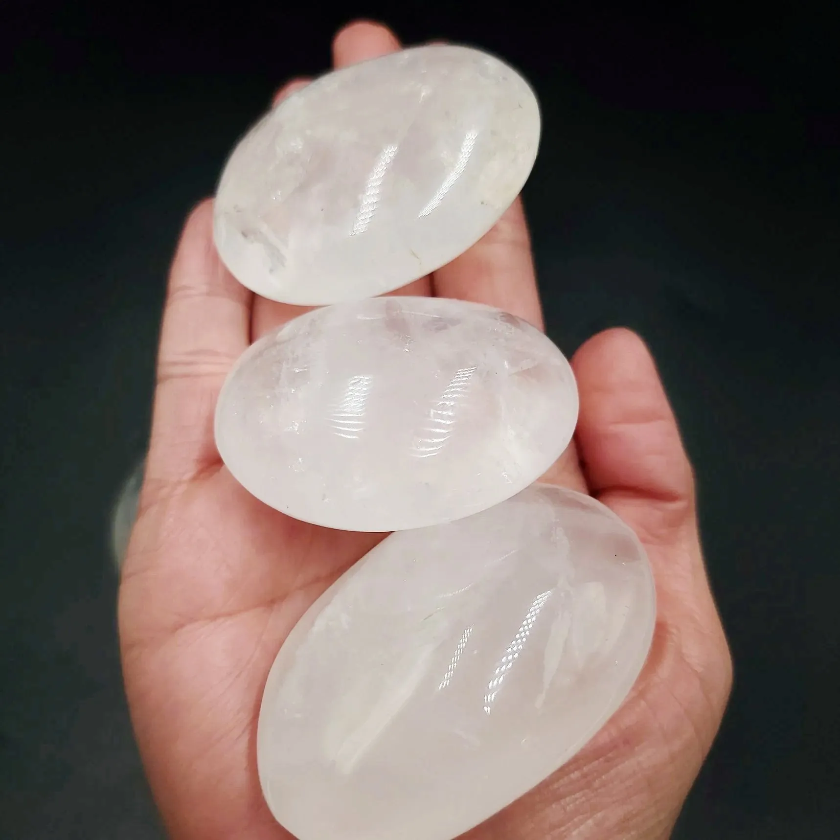 Clear Quartz Palm Stone Gallet