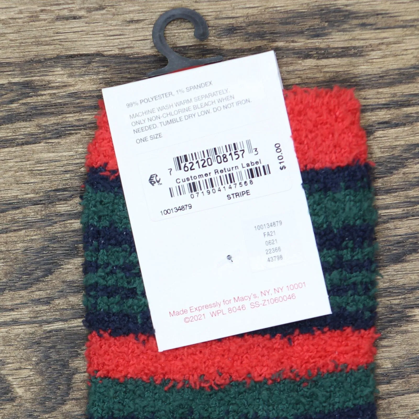 Club Room Mens Cozy Holiday Stripe Crew Socks