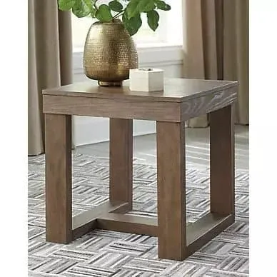 Contemporary Square End Table in Warm Brown