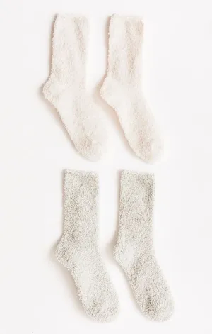 Cozy plush socks (2-pack) agave green