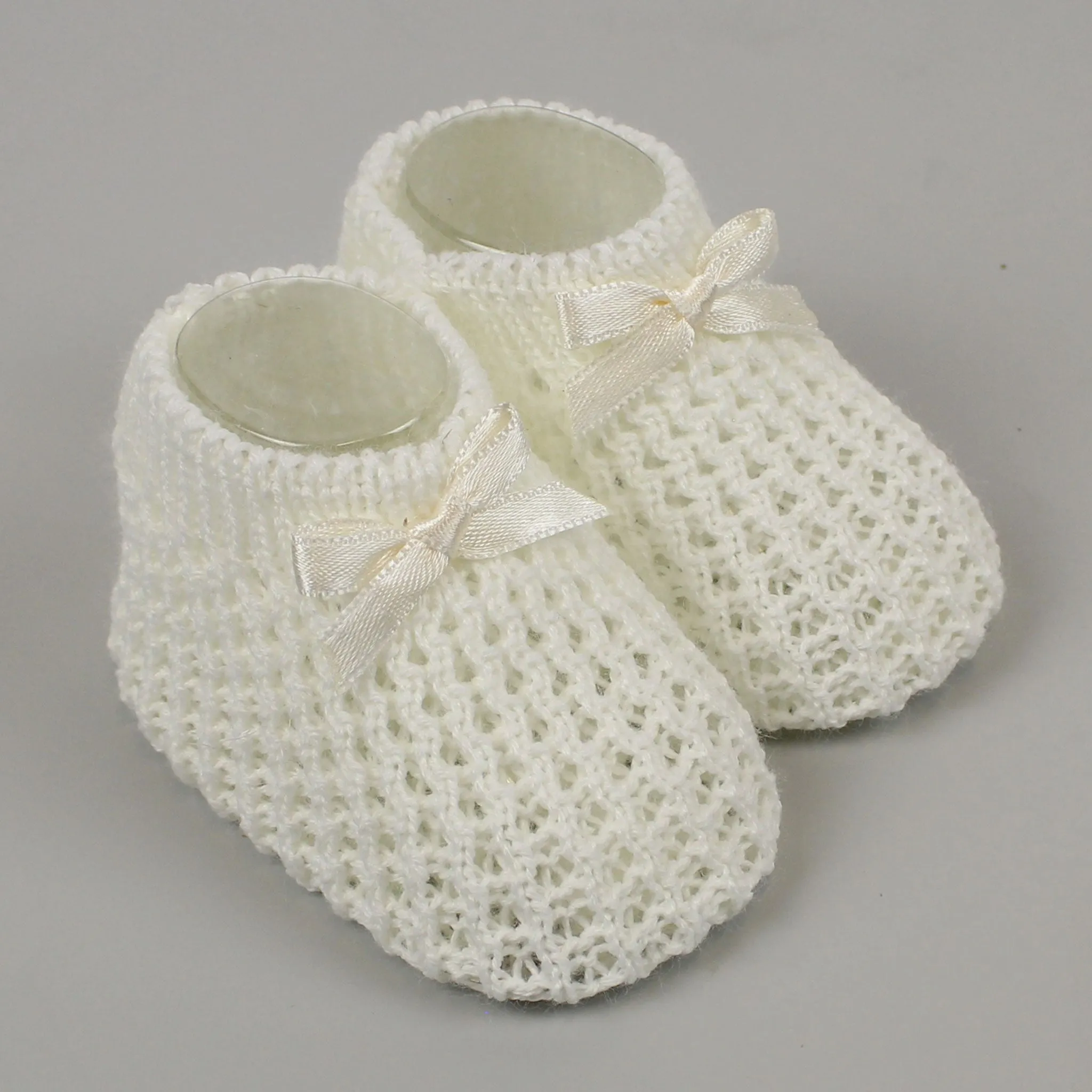 Cream Baby Knitted Booties - Newborn to 6 months